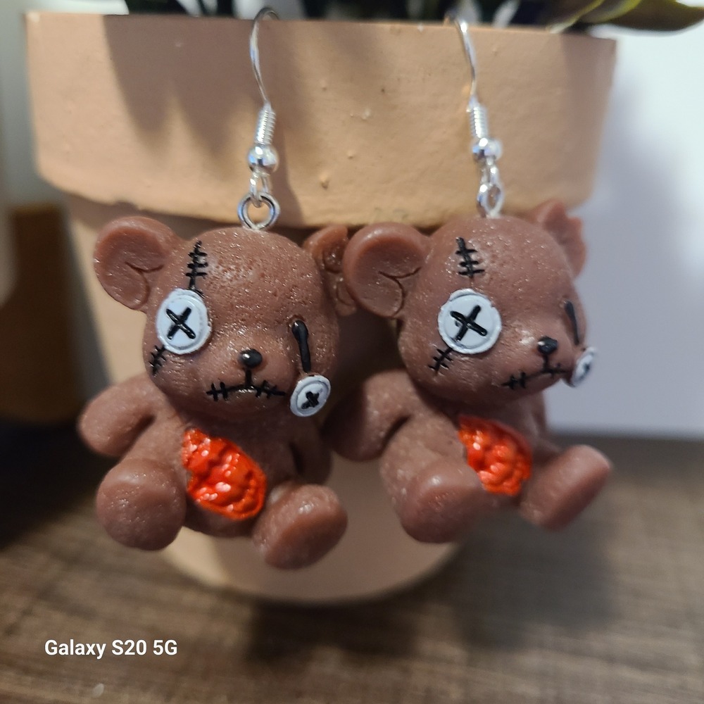 Creepy Cute Teddy Bear Earrings‎ Goth Halloween NWOT Jewelry Ladies Holiday
